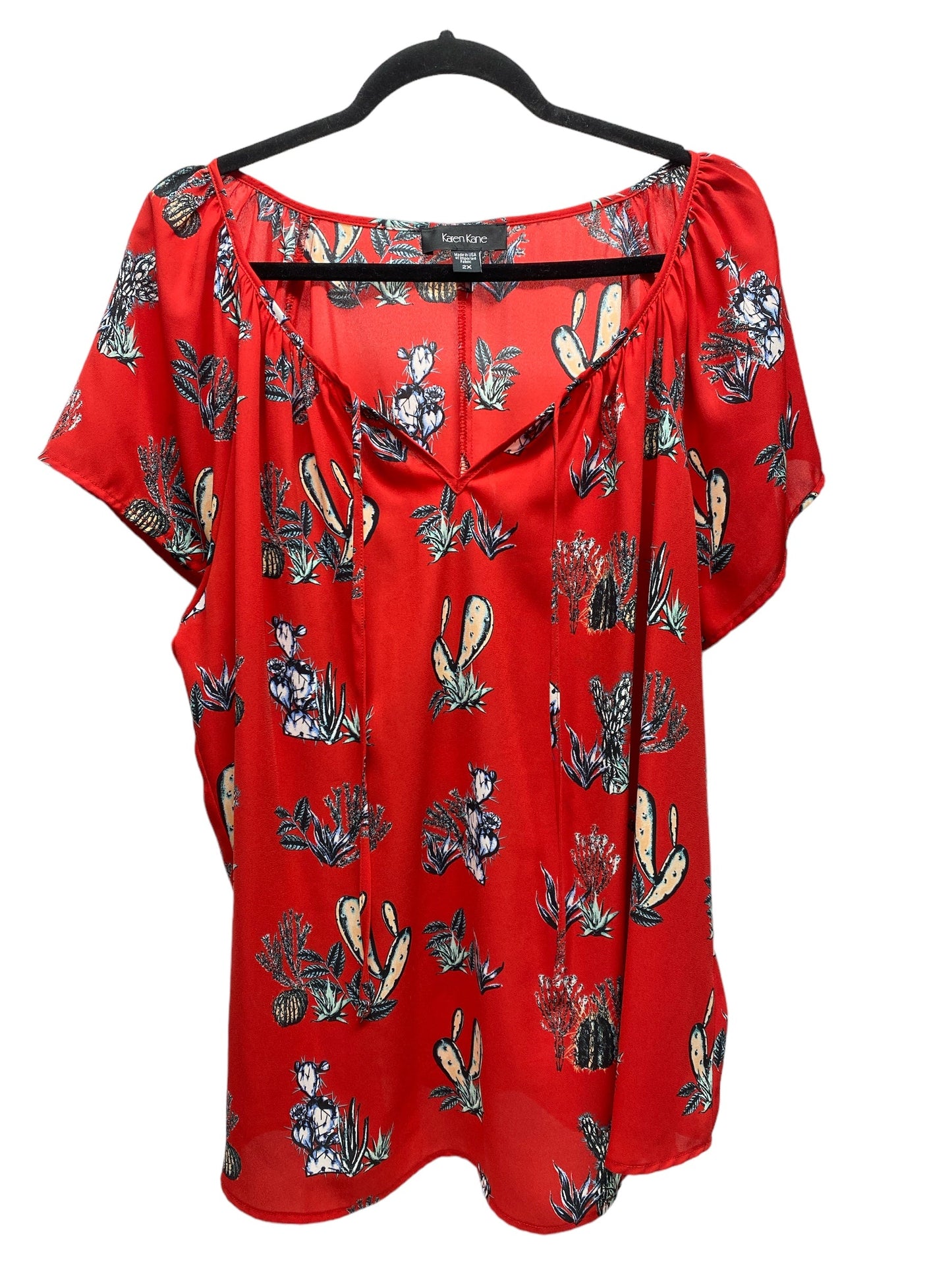 Black & Red Top Short Sleeve Karen Kane, Size 2x