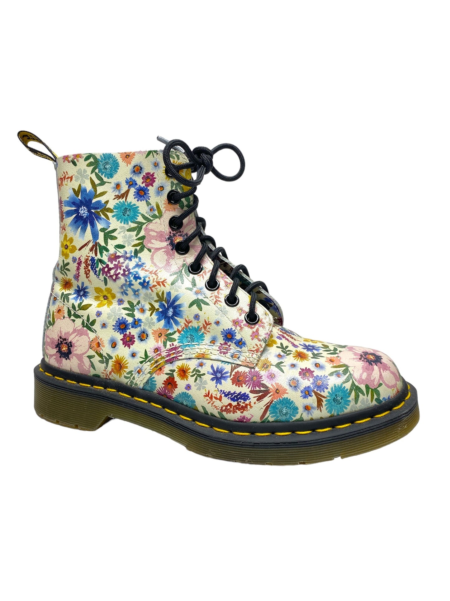 Floral Print Boots Combat Dr Martens, Size 8