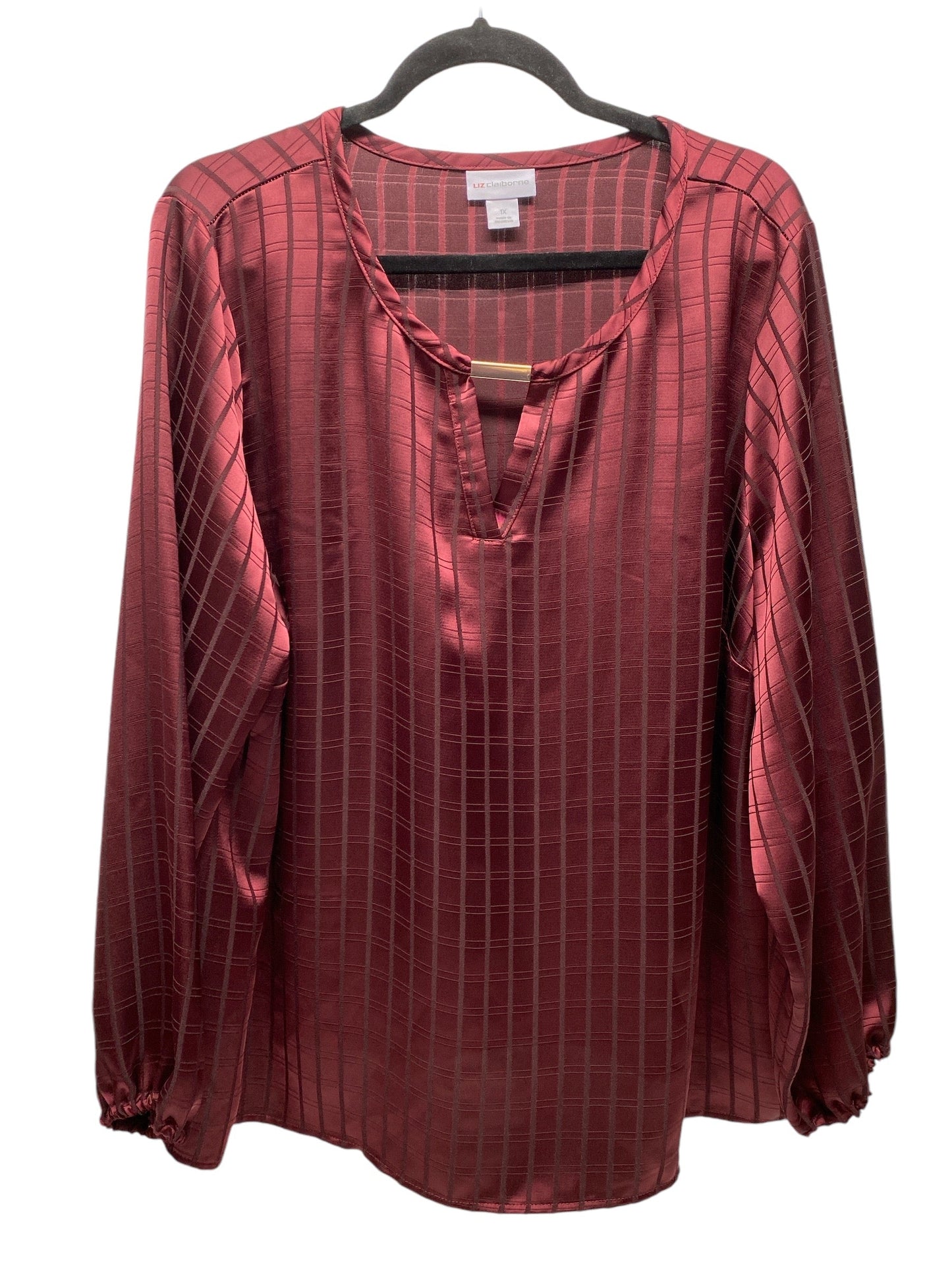 Top Long Sleeve By Liz Claiborne In Red, Size: 1x