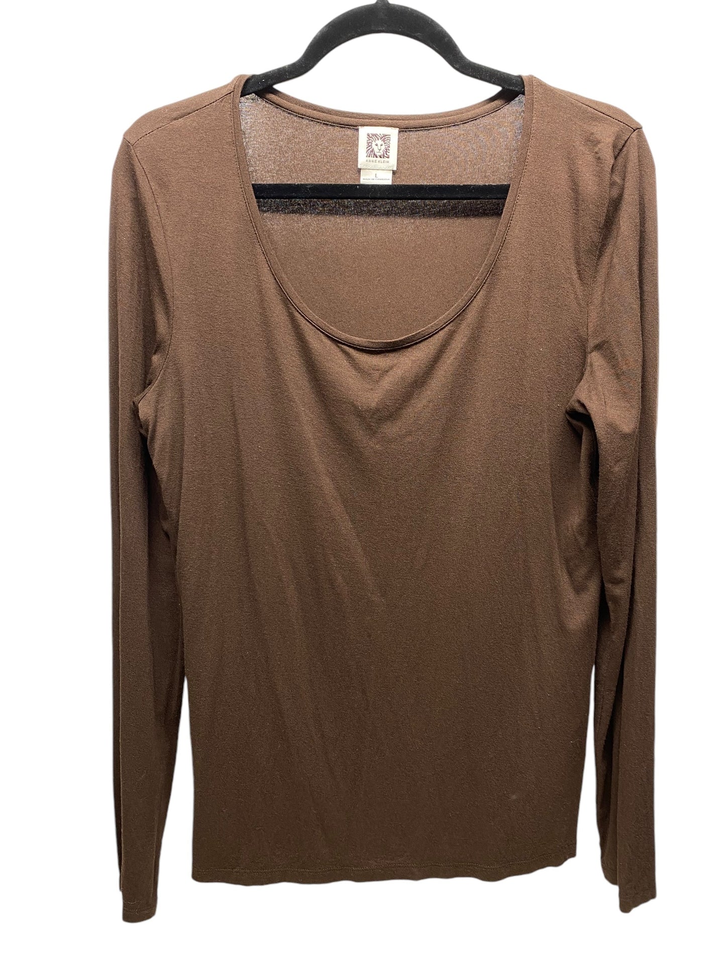 Top Long Sleeve By Anne Klein In Brown, Size: L