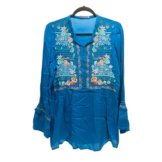 Top Long Sleeve Designer By Johnny Was In Blue, Size: M