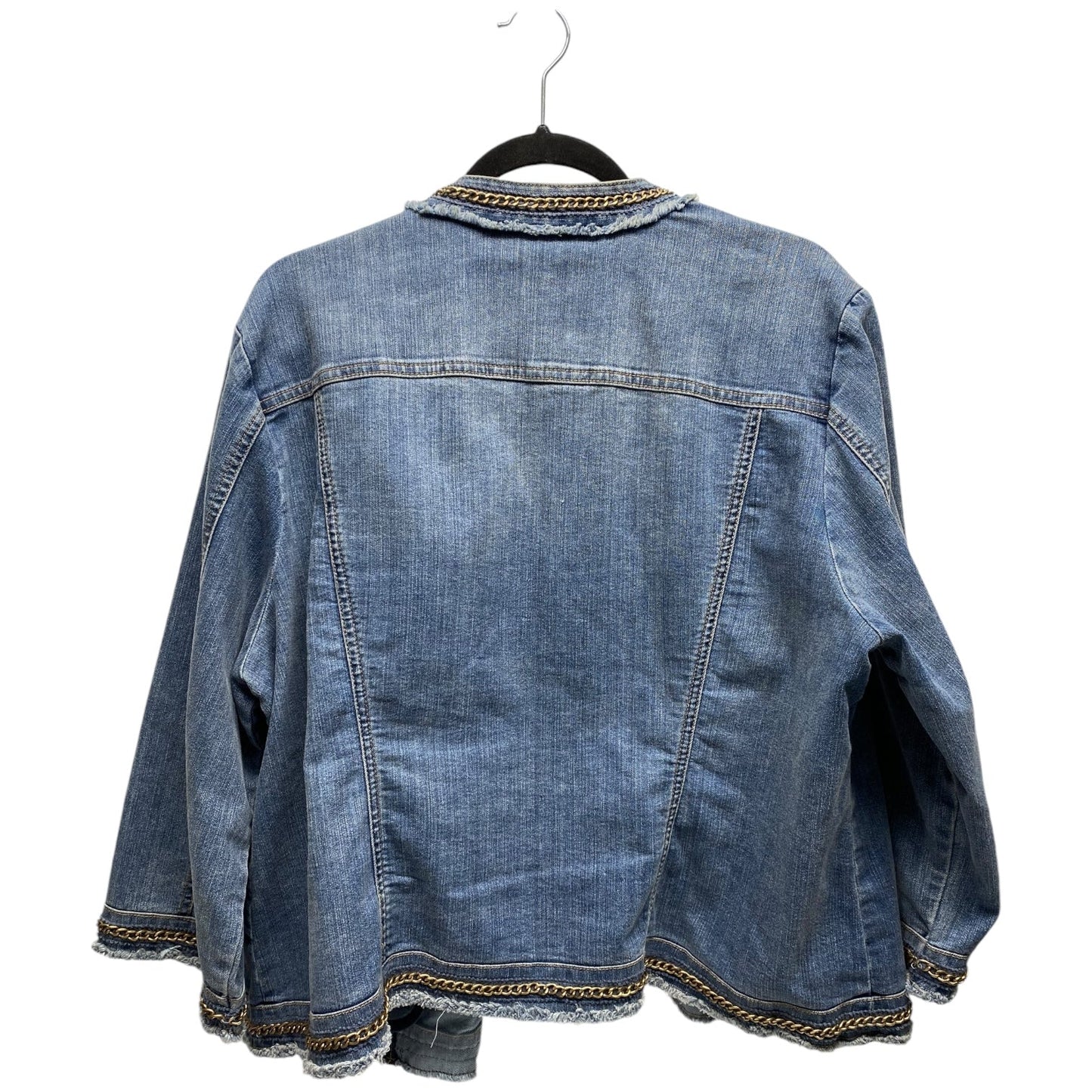 Jacket Denim By Chicos In Blue Denim, Size: Xl