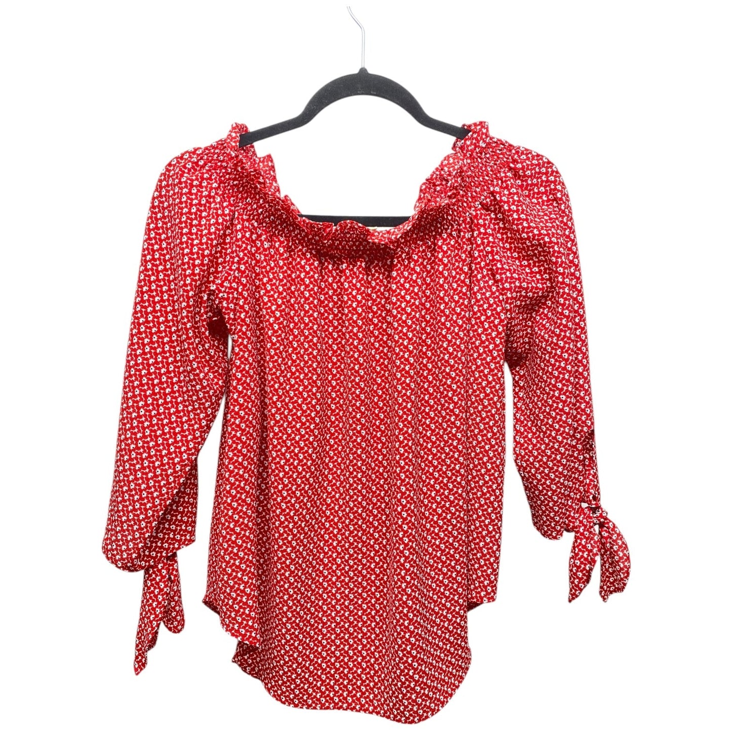 Top 3/4 Sleeve By Michael By Michael Kors In Red & White, Size: M