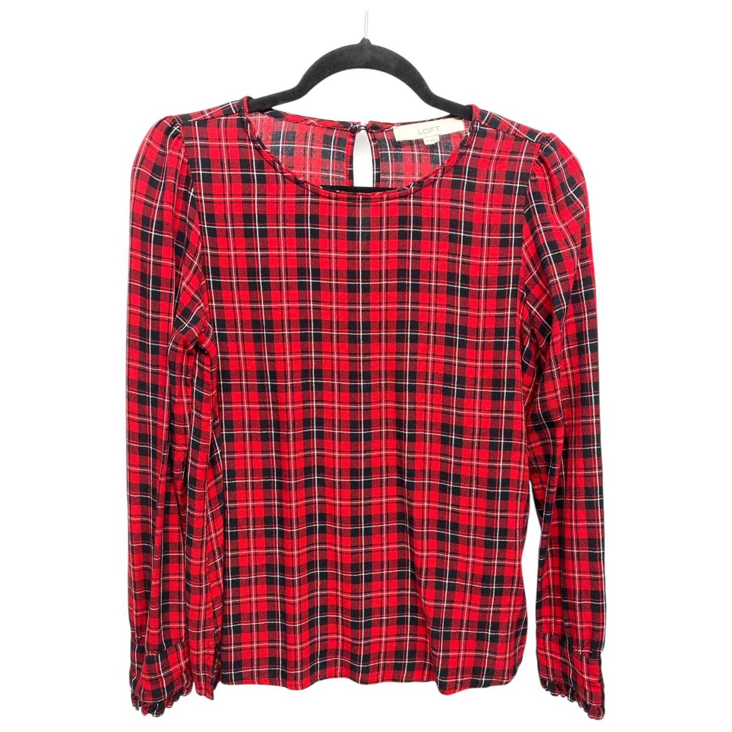 Top Long Sleeve By Loft In Plaid Pattern, Size: Xs