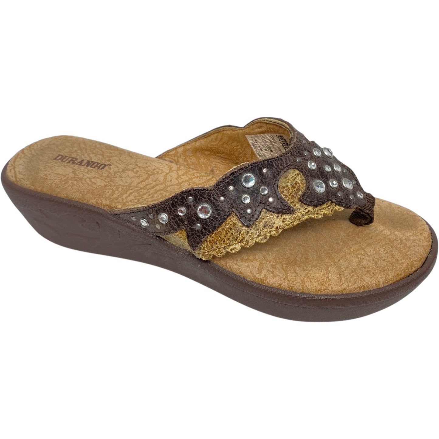 Sandals Heels Wedge By Durango In Brown & Tan, Size: 8