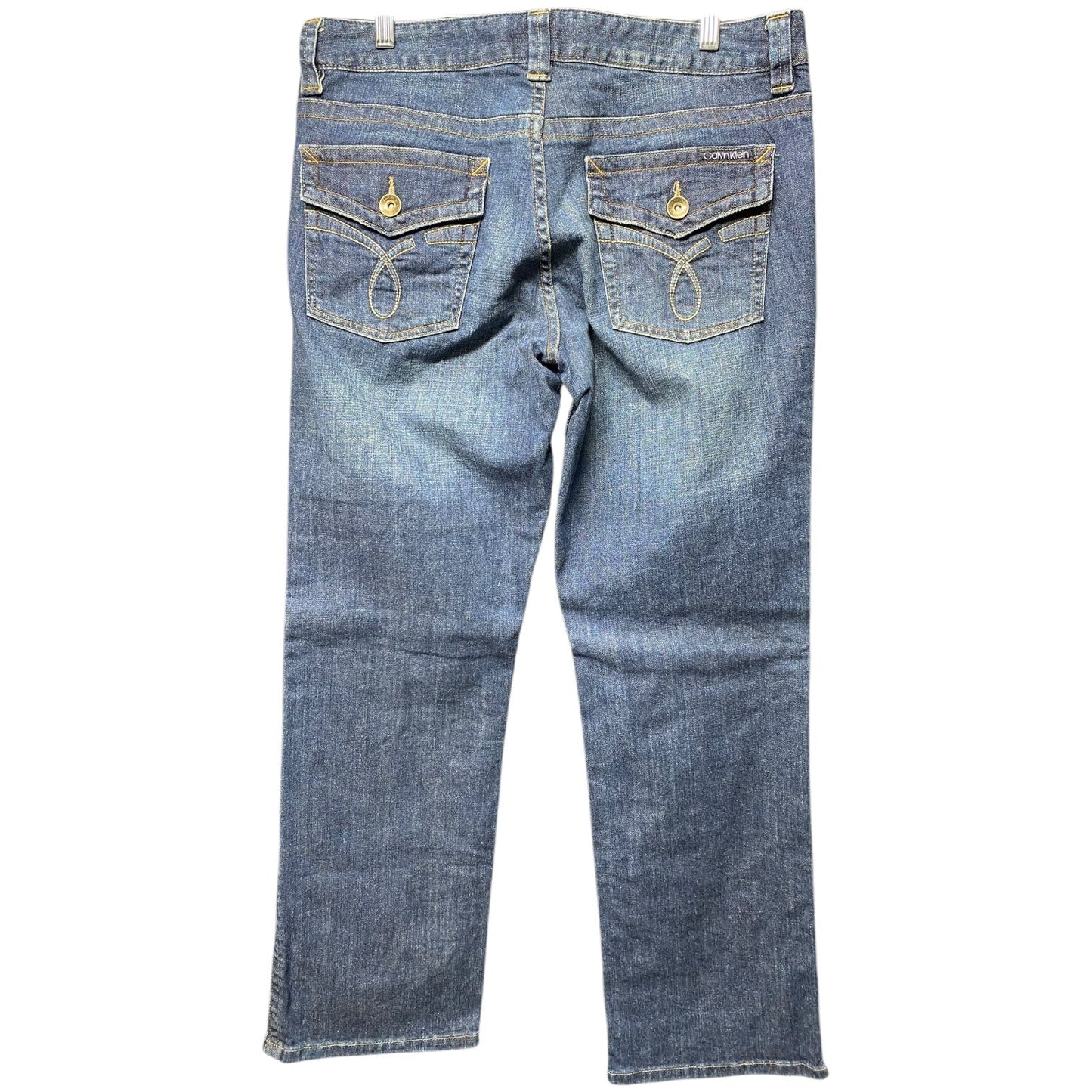 Jeans Boot Cut By Calvin Klein In Blue Denim, Size: 14