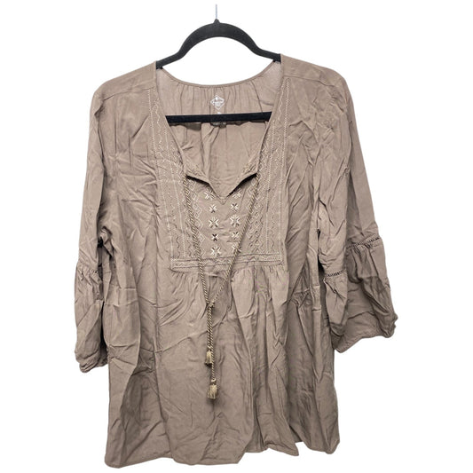 Top 3/4 Sleeve By St Johns Bay In Taupe, Size: Xl