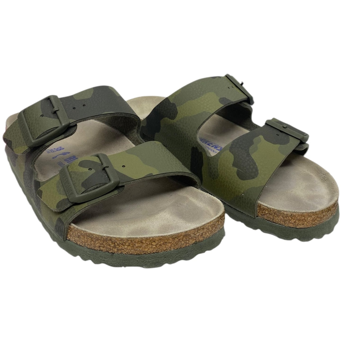 Sandals Flats By Birkenstock In Camouflage Print, Size: 7