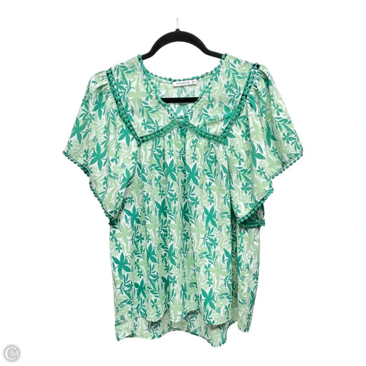 Top Short Sleeve By Staccato In Green & White, Size: S