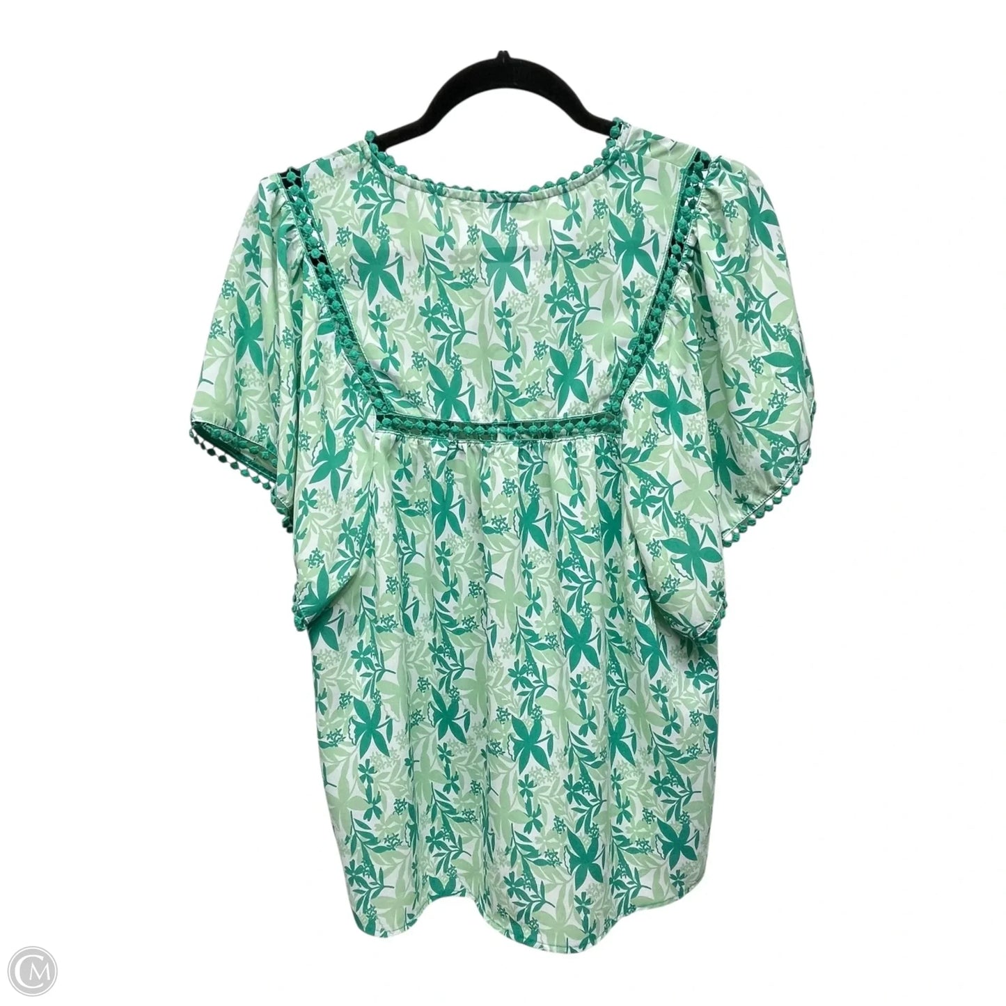 Top Short Sleeve By Staccato In Green & White, Size: S