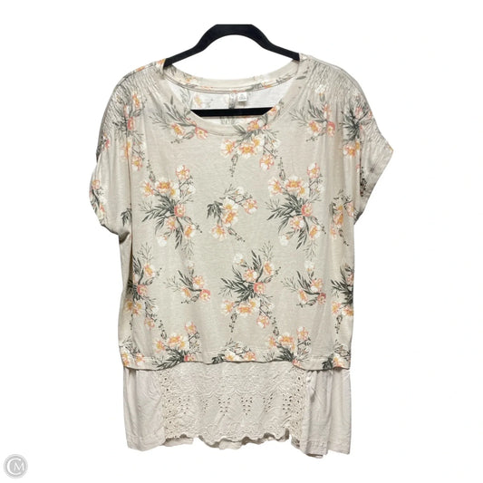 Top Short Sleeve By Cato In Floral Print, Size: Xl