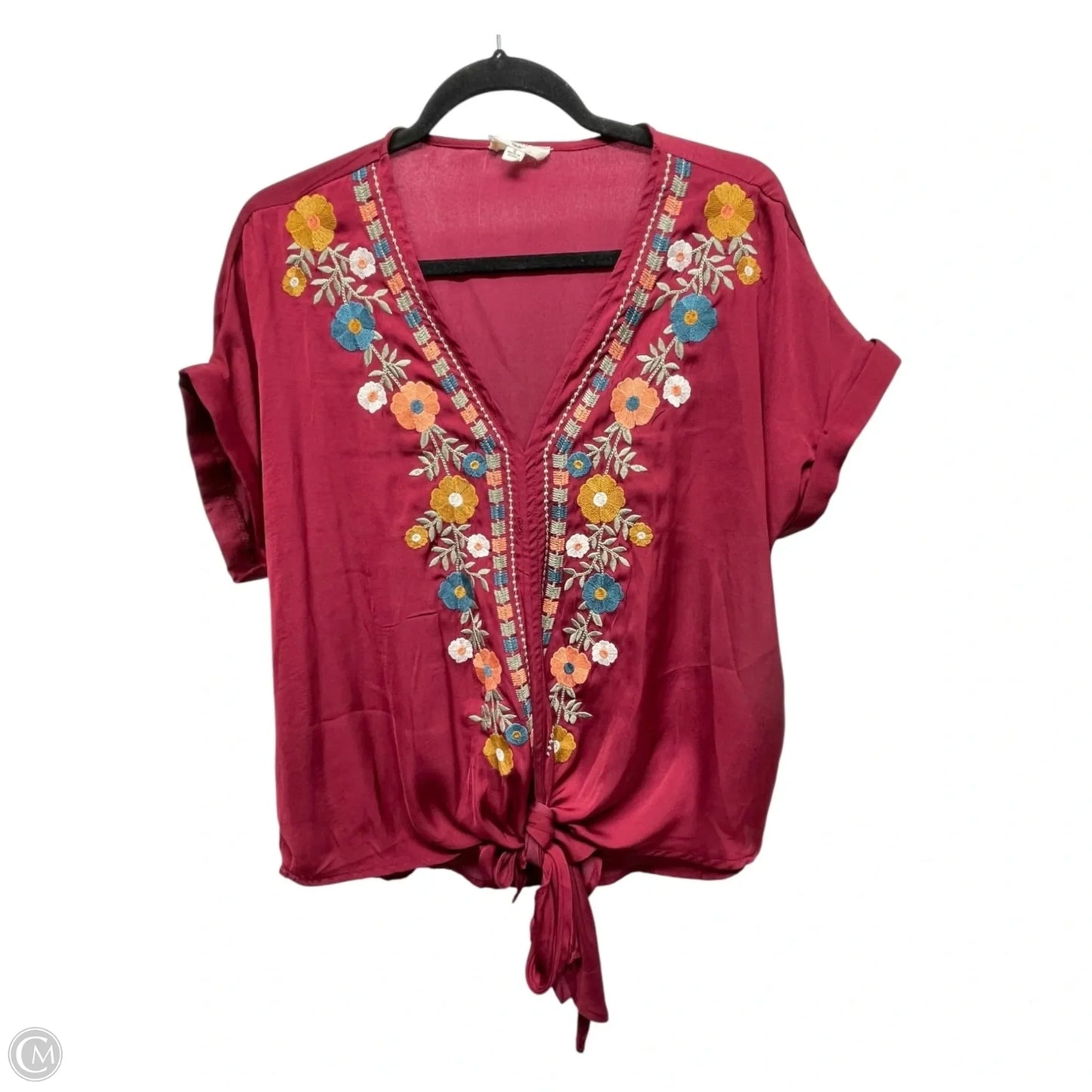 Top Short Sleeve By Entro In Maroon, Size: S