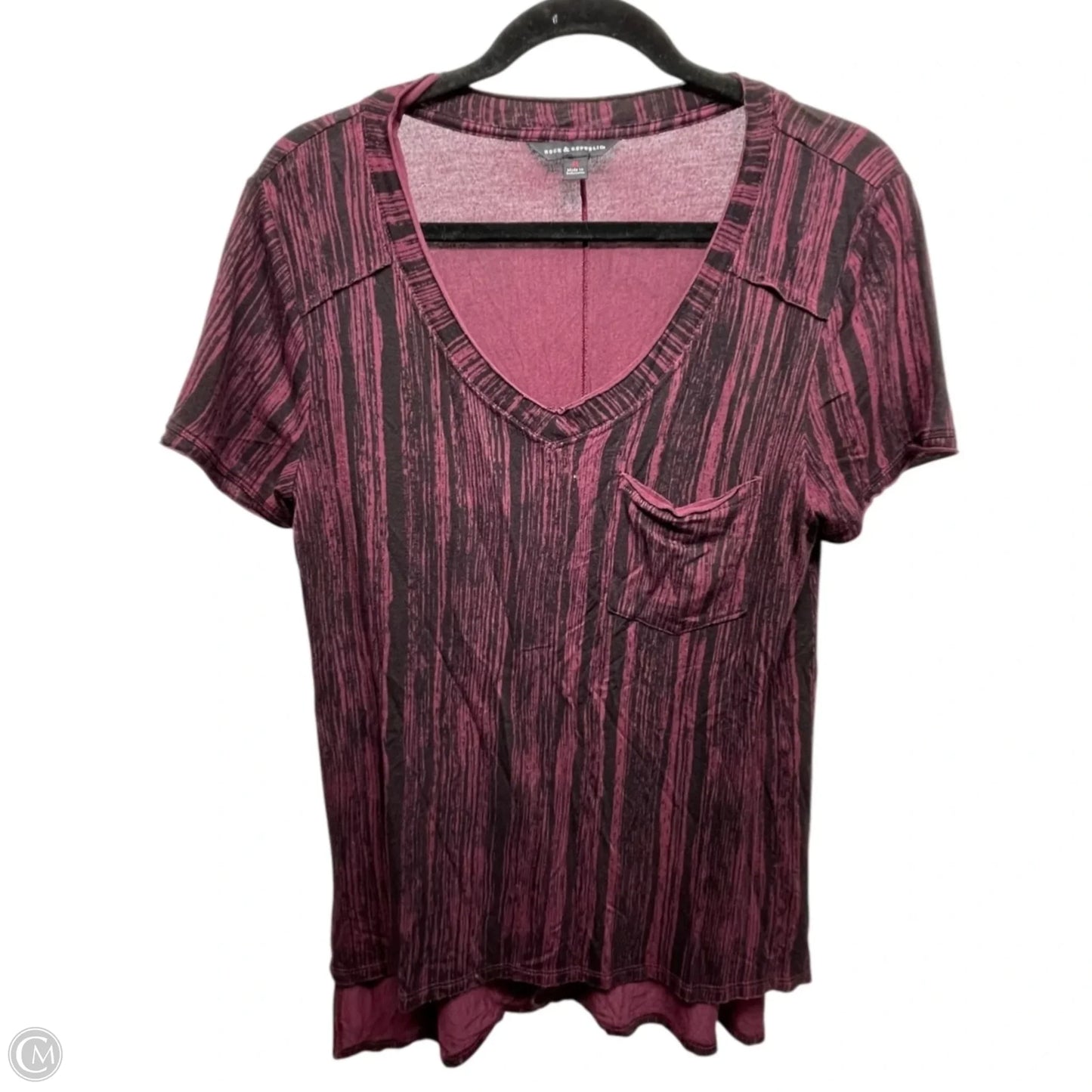 Top Short Sleeve By Rock And Republic In Black & Pink, Size: M