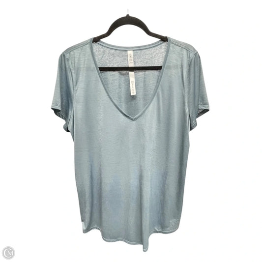 Athletic Top Short Sleeve By Lululemon In Aqua, Size: 12