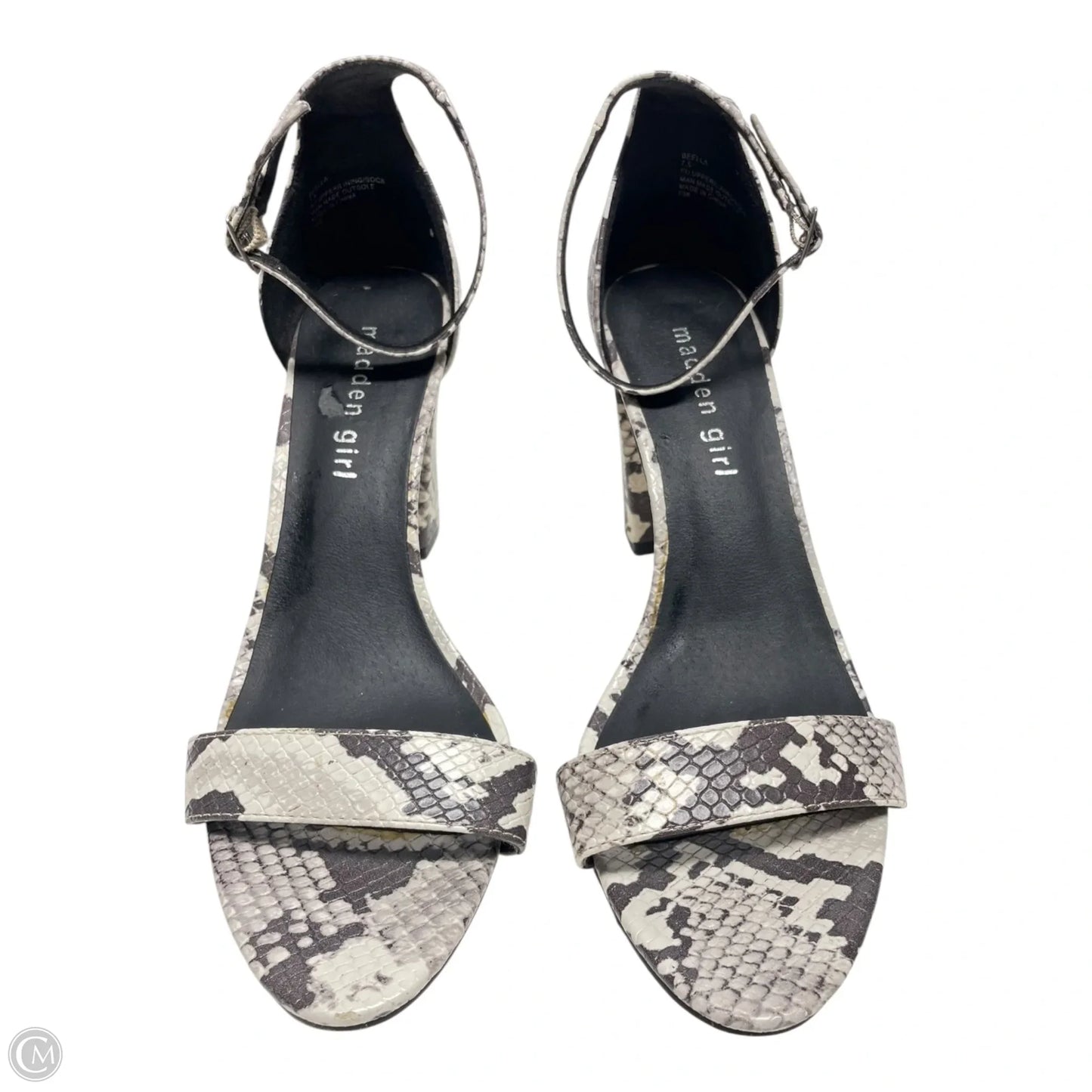 Sandals Heels Block By Madden Girl In Snakeskin Print, Size: 7.5