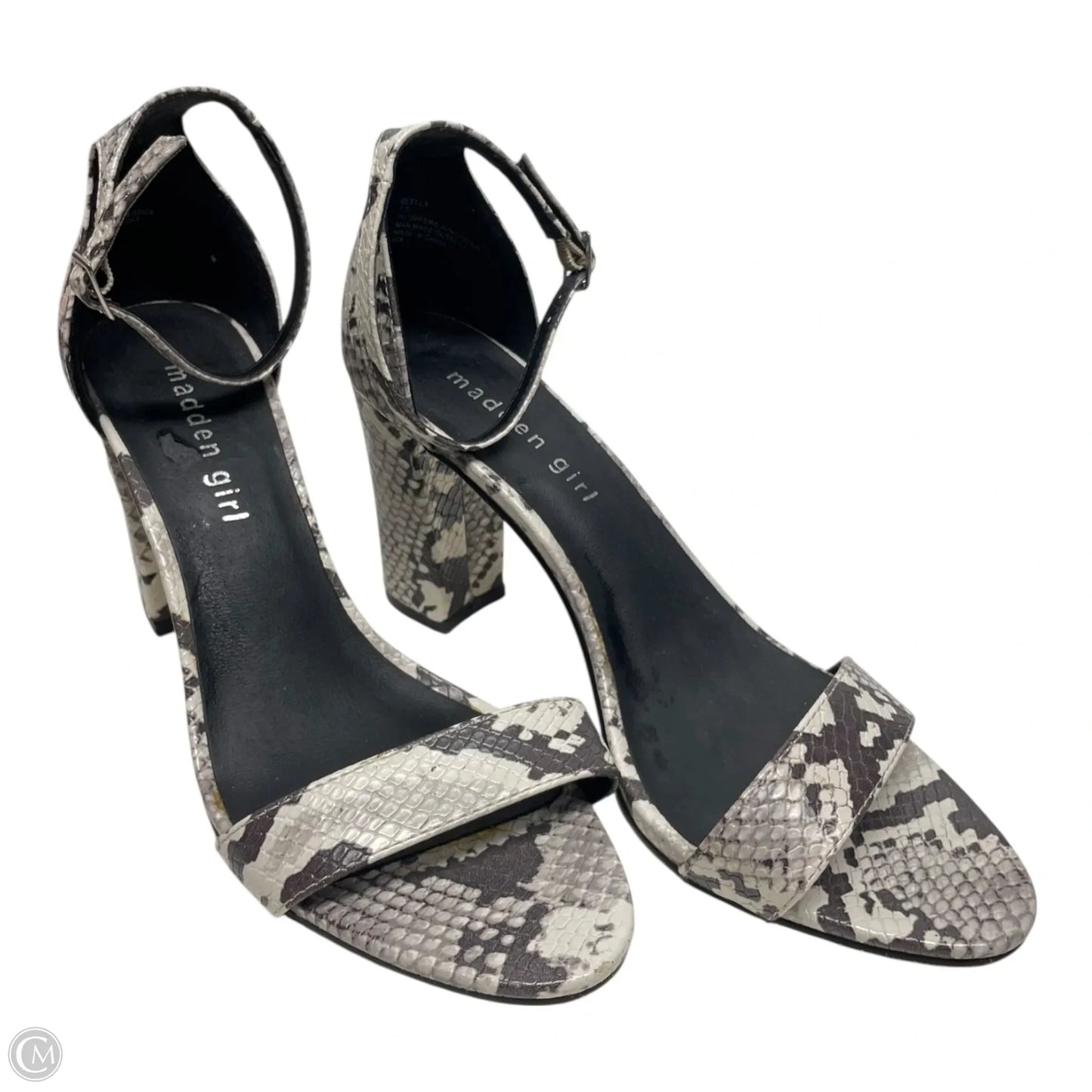 Sandals Heels Block By Madden Girl In Snakeskin Print, Size: 7.5
