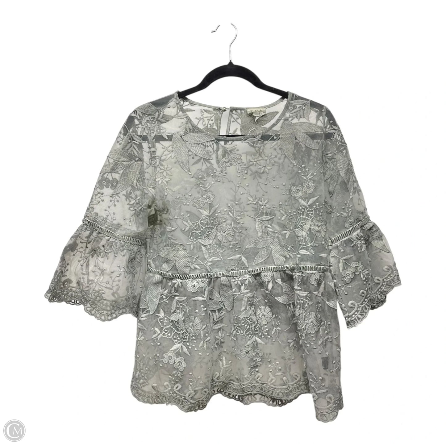 Top 3/4 Sleeve By Pol In Grey, Size: L