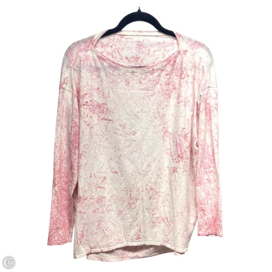 Athletic Top Long Sleeve Crewneck By Lululemon In Pink & White, Size: L