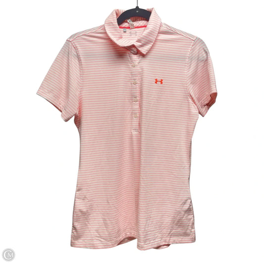 Athletic Top Short Sleeve By Under Armour In Striped Pattern, Size: M