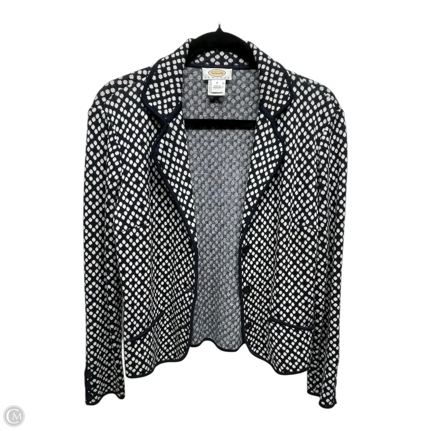 Sweater Cardigan By Talbots In Black & White, Size: S