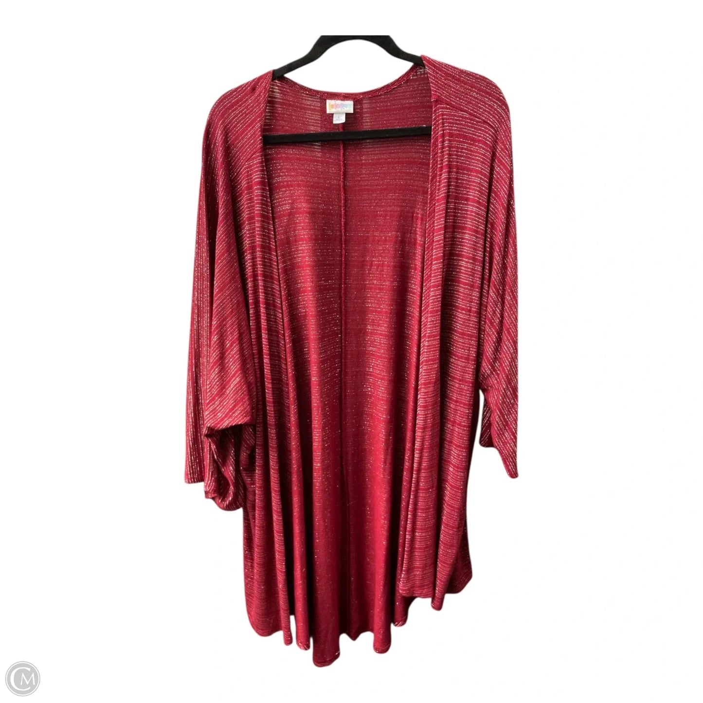 Cardigan By Lularoe In Red & Silver, Size: L