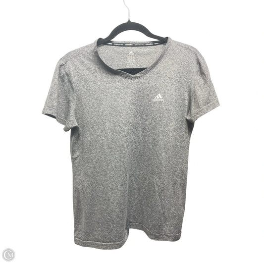 Athletic Top Short Sleeve By Adidas In Grey, Size: M