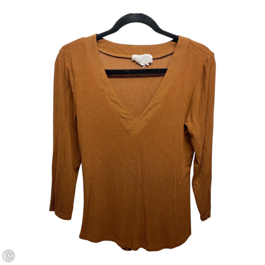 Top 3/4 Sleeve By Anthropologie In Brown, Size: S