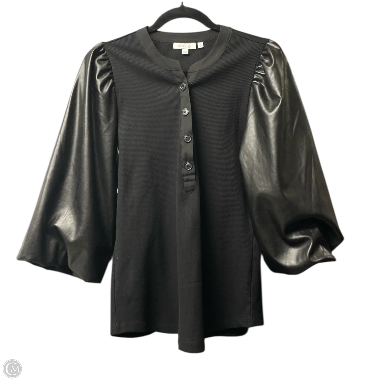 Top 3/4 Sleeve By Chicos In Black, Size: M