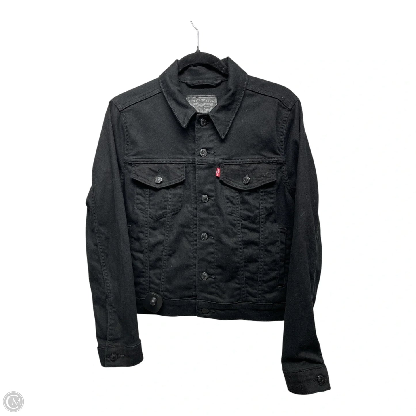 Jacket Denim By Levis In Black Denim, Size: L