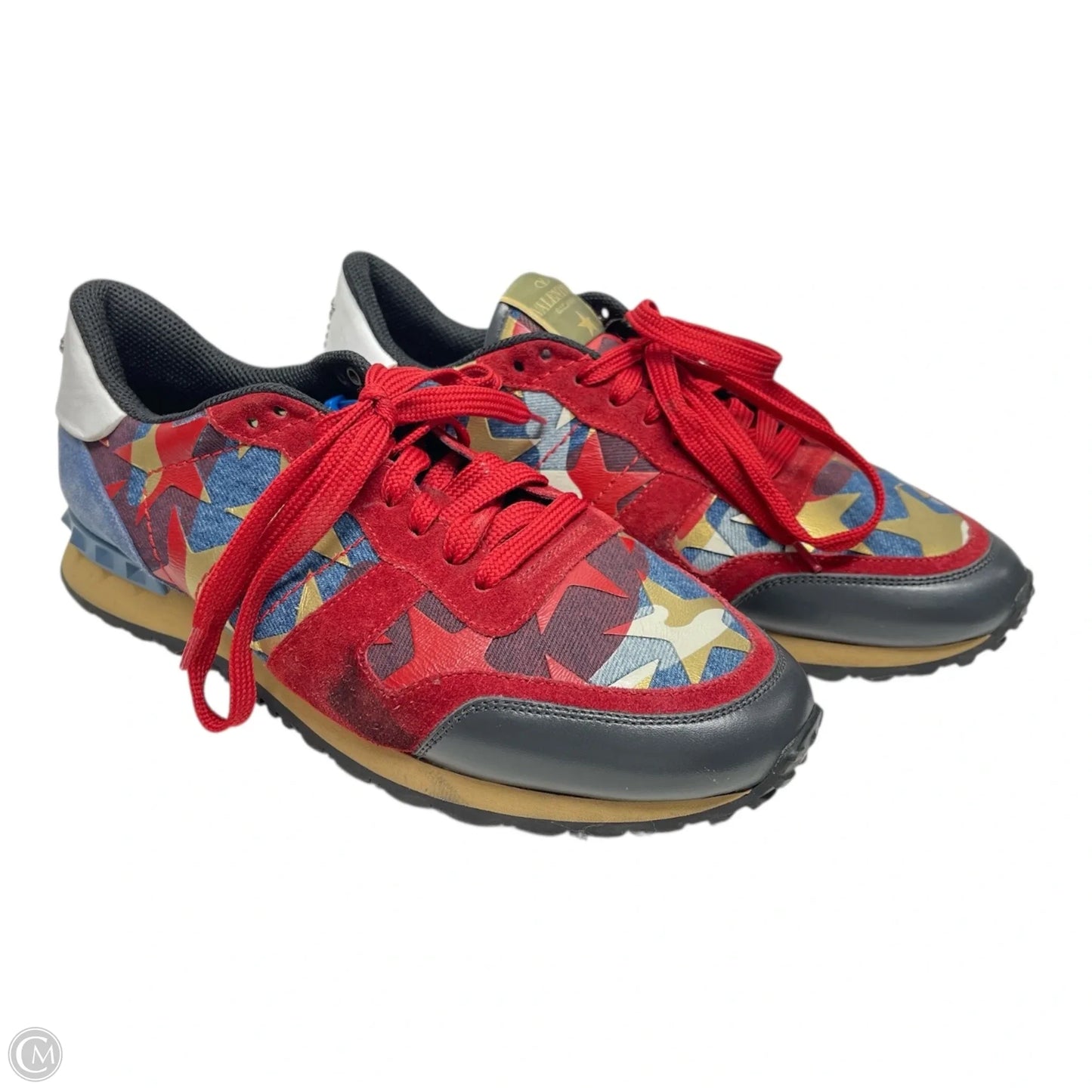 Shoes Luxury Designer By Valentino-garavani In Blue & Red & White, Size: 11