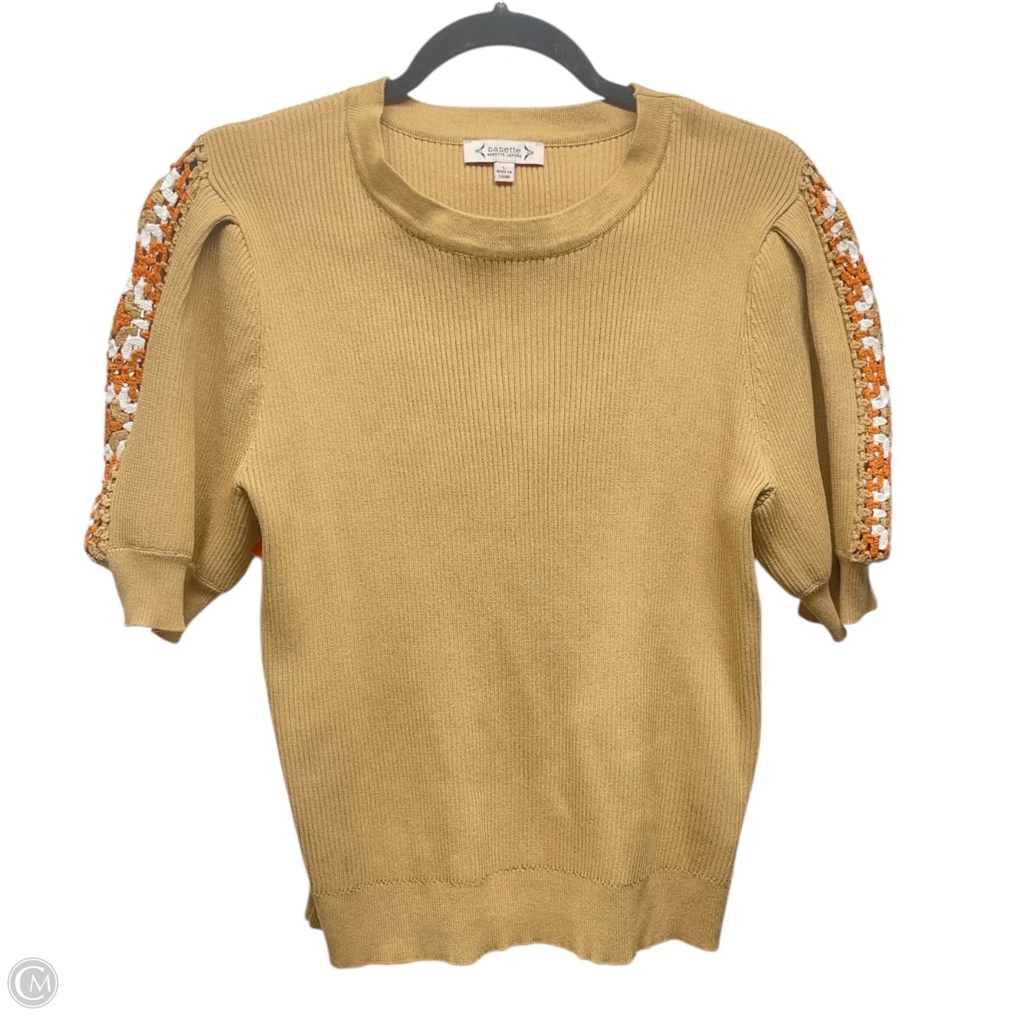 Top Short Sleeve By Nanette By Nanette Lepore In Tan, Size: L