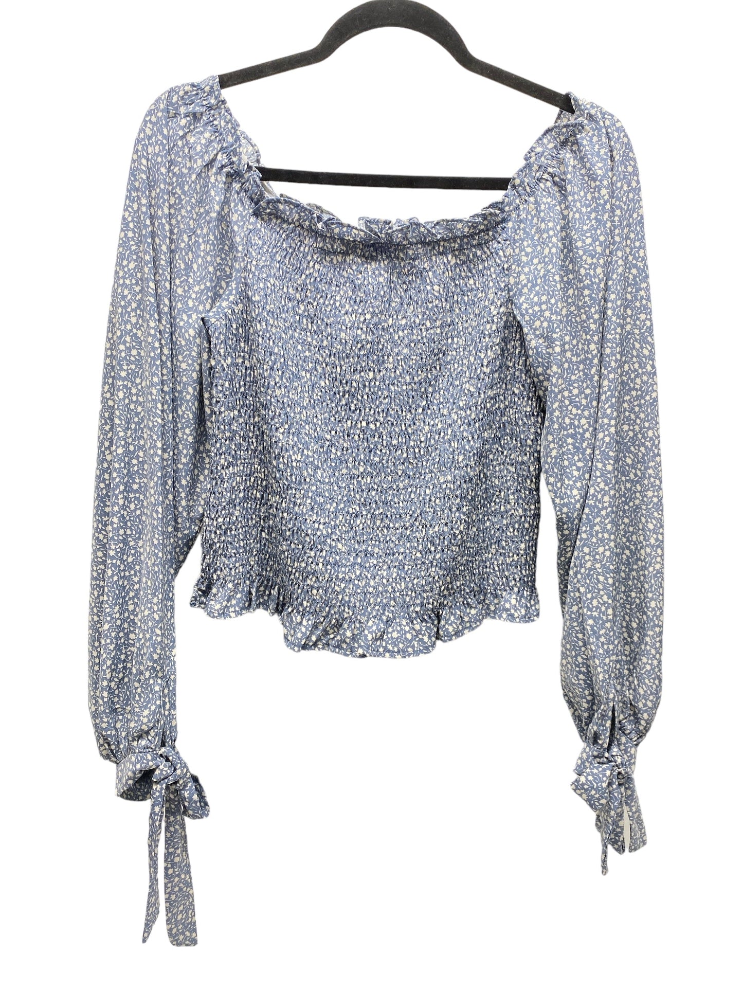 Top Long Sleeve By She + Sky In Blue & White, Size: L