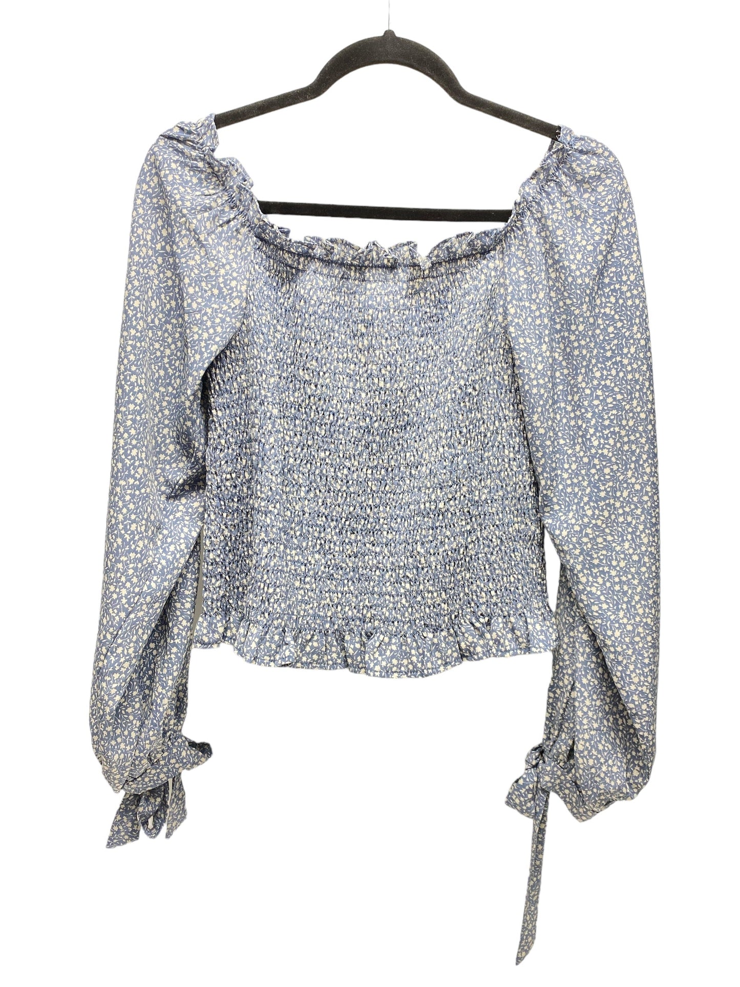 Top Long Sleeve By She + Sky In Blue & White, Size: L