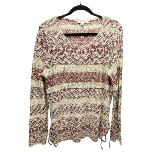 Sweater By Knox Rose In Red & Tan, Size: L