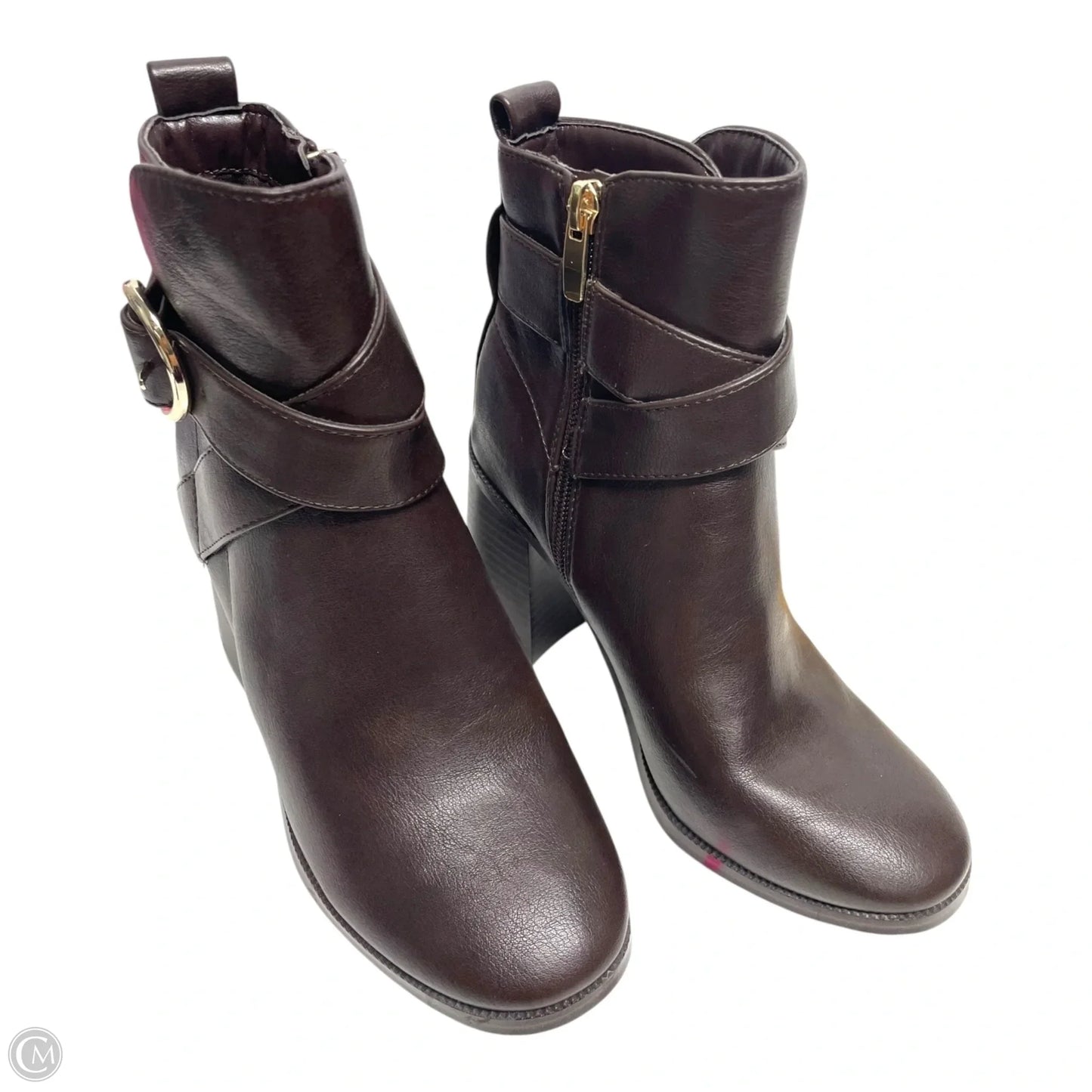 Boots Ankle Heels By Nine West In Brown, Size: 5.5