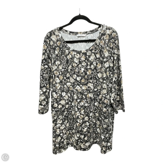 Top 3/4 Sleeve By Isaac Mizrahi Live Qvc In Brown & Cream, Size: 2x