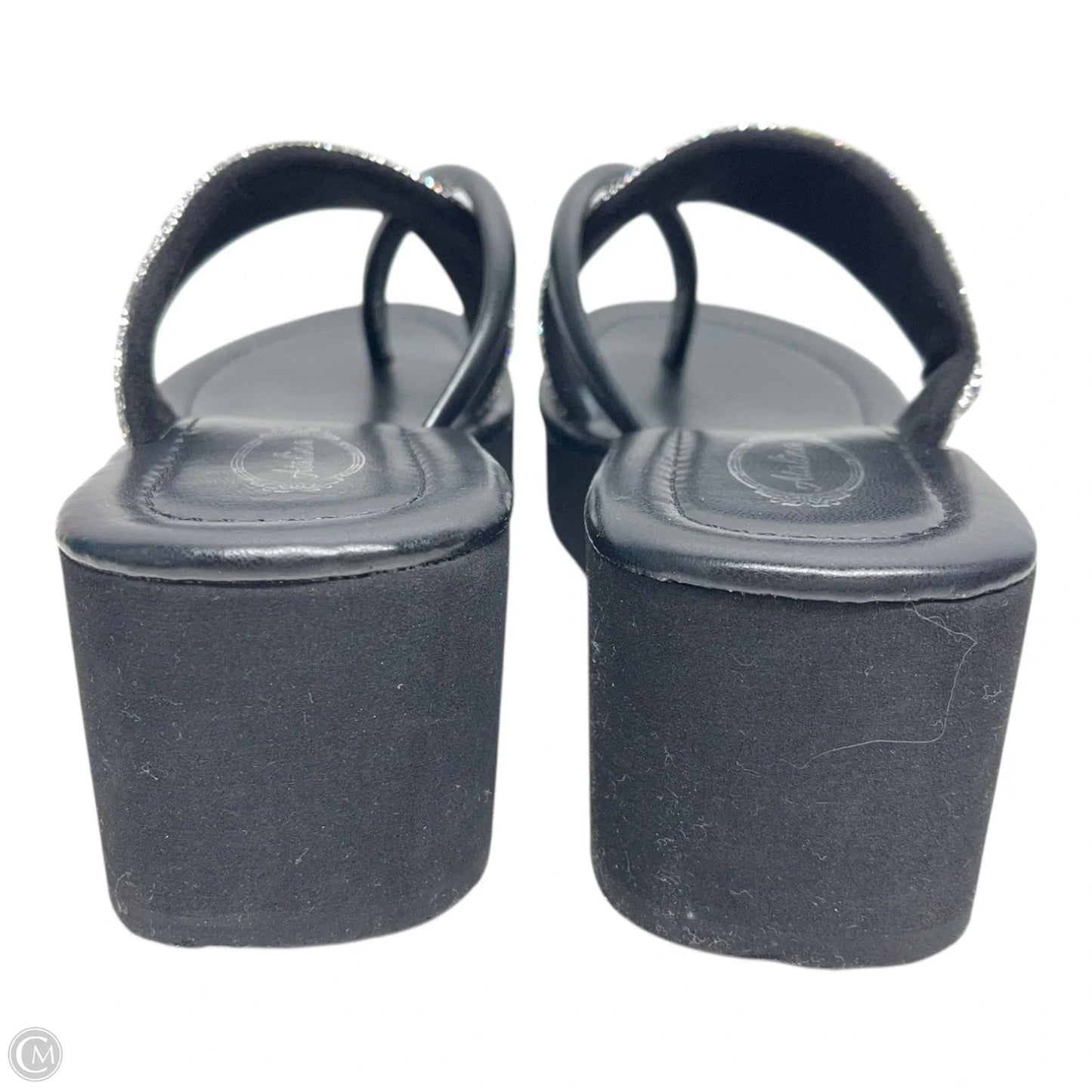 Sandals Heels Wedge By Clothes Mentor In Black & Silver, Size: 6