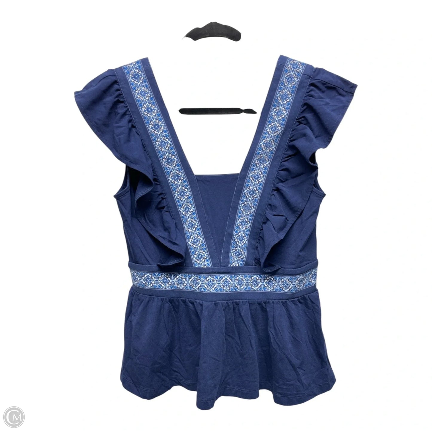 Top Short Sleeve By Lands End In Blue & White, Size: S