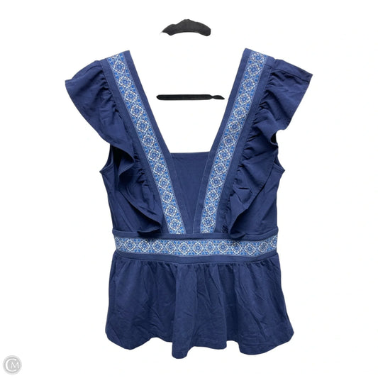 Top Short Sleeve By Lands End In Blue & White, Size: S