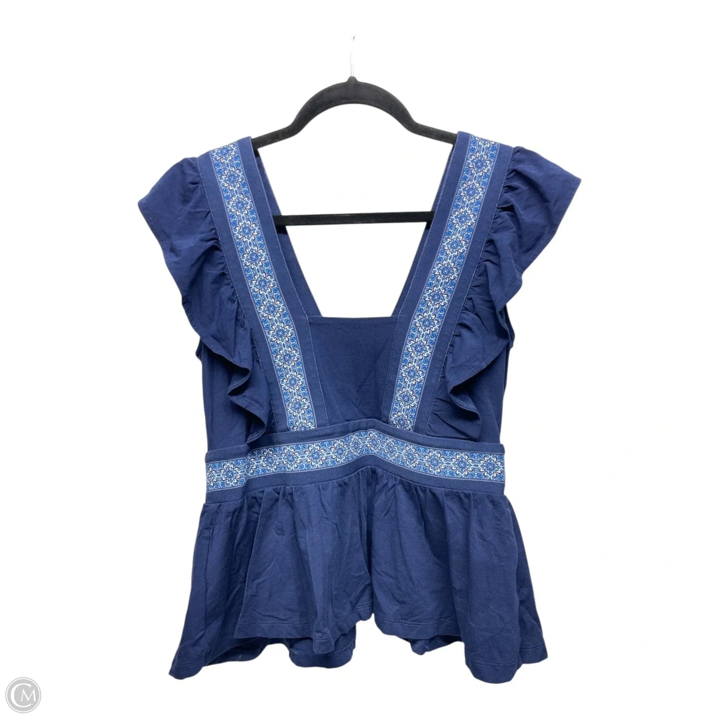 Top Short Sleeve By Lands End In Blue & White, Size: S