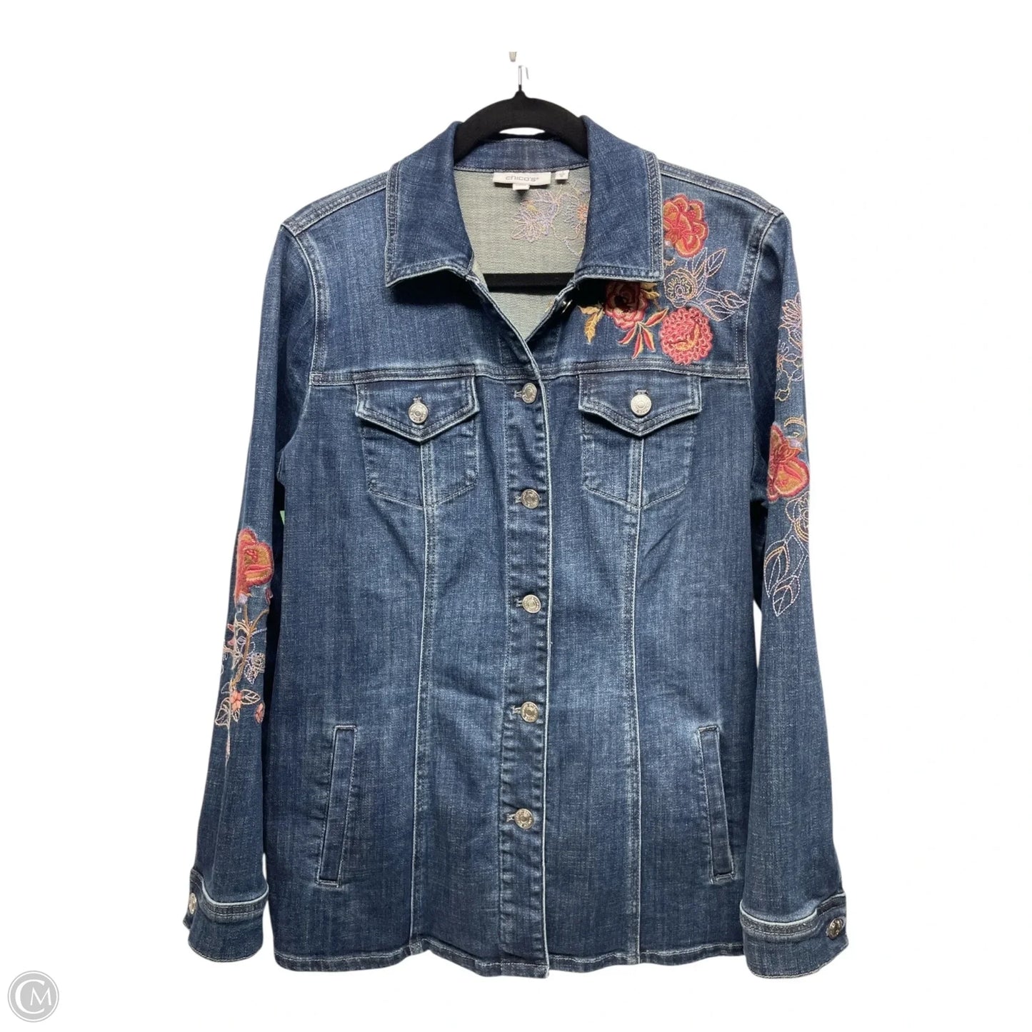 Jacket Denim By Chicos In Blue Denim, Size: M