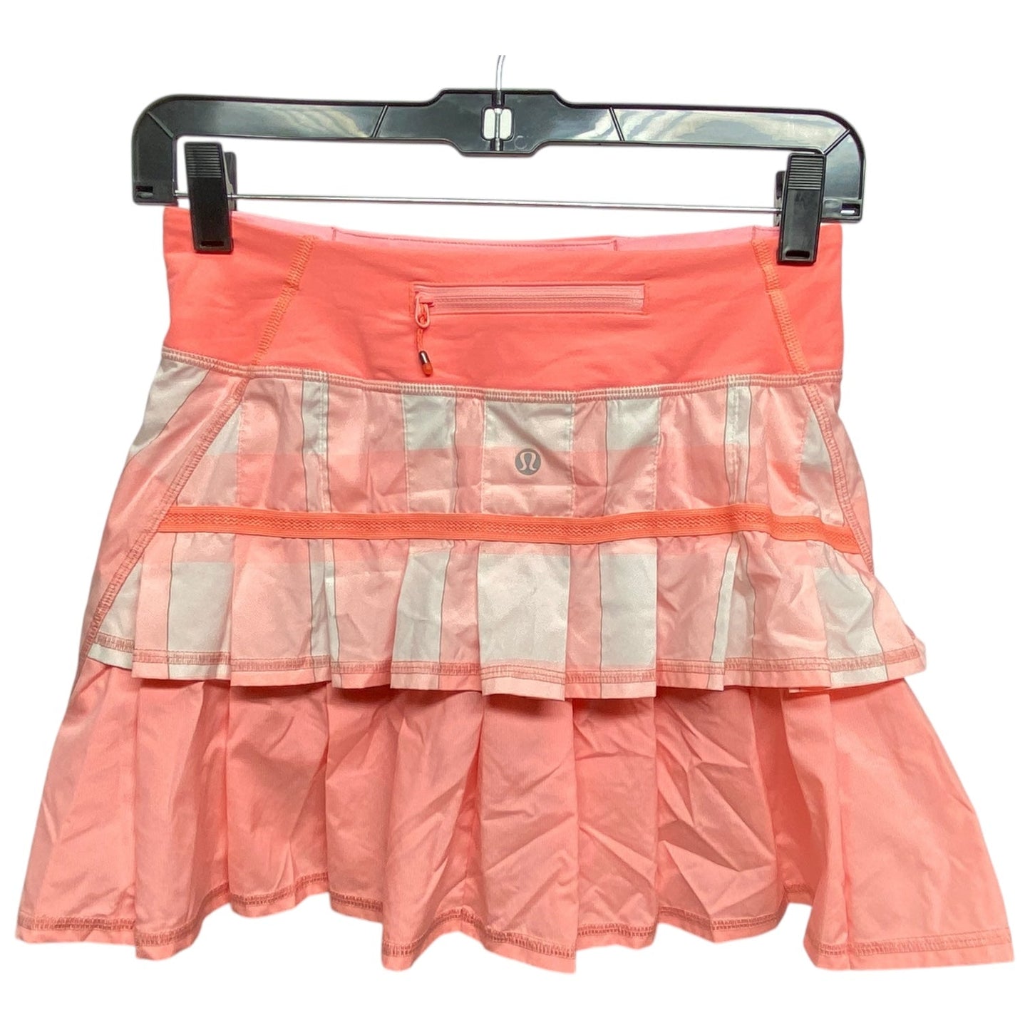 Athletic Skort By Lululemon In Orange & White, Size: Xs