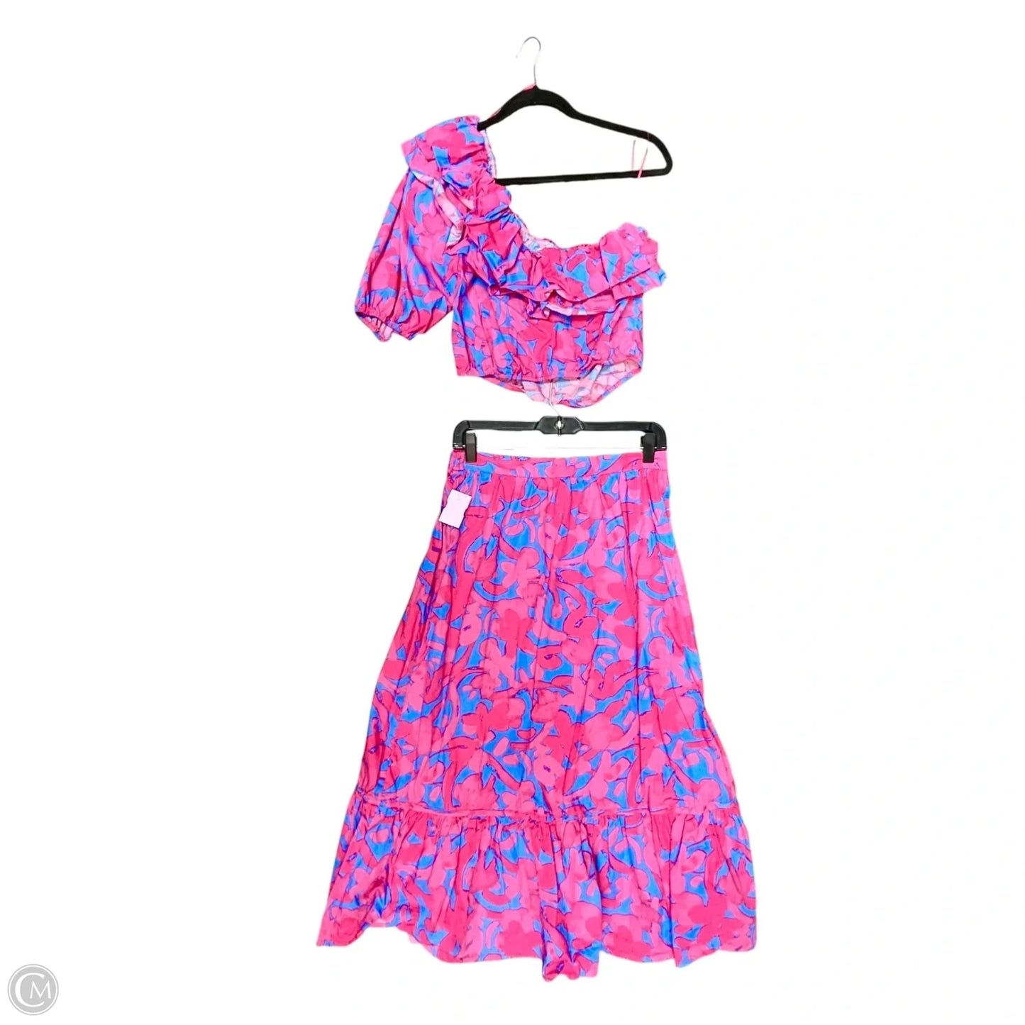 Skirt Set 2pc By Sugar Lips In Blue & Pink, Size: M