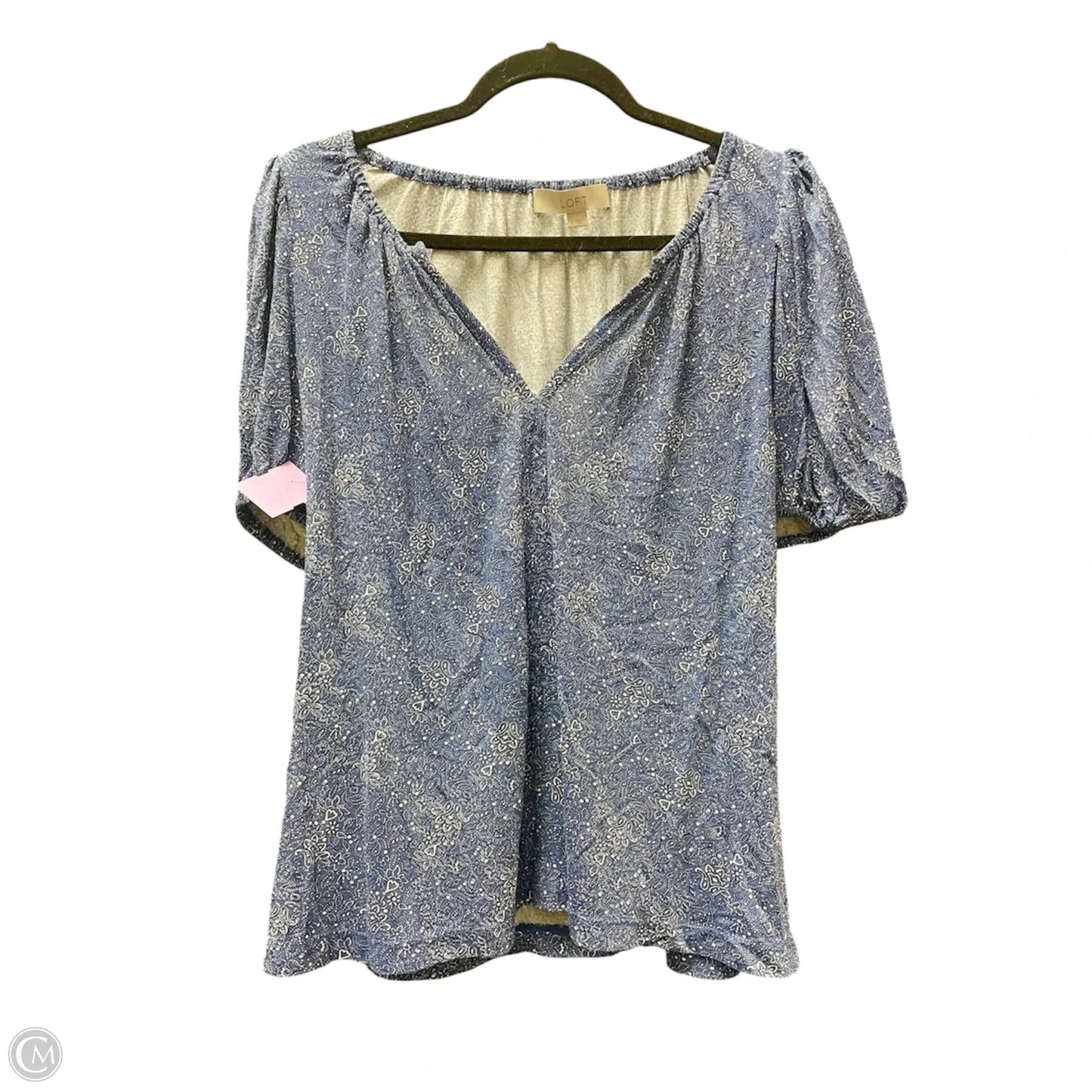 Top Short Sleeve By Loft In Blue & White, Size: S
