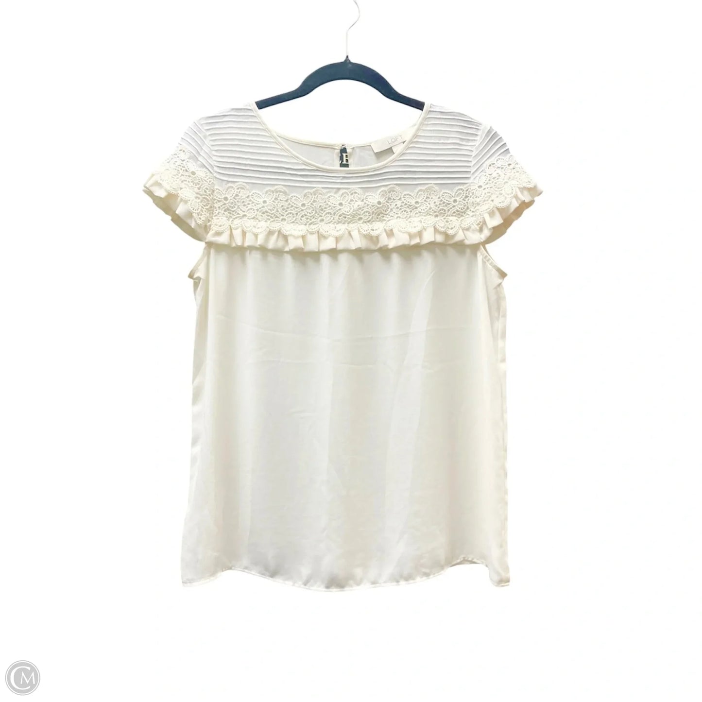 Top Short Sleeve By Loft In Cream, Size: Xsp