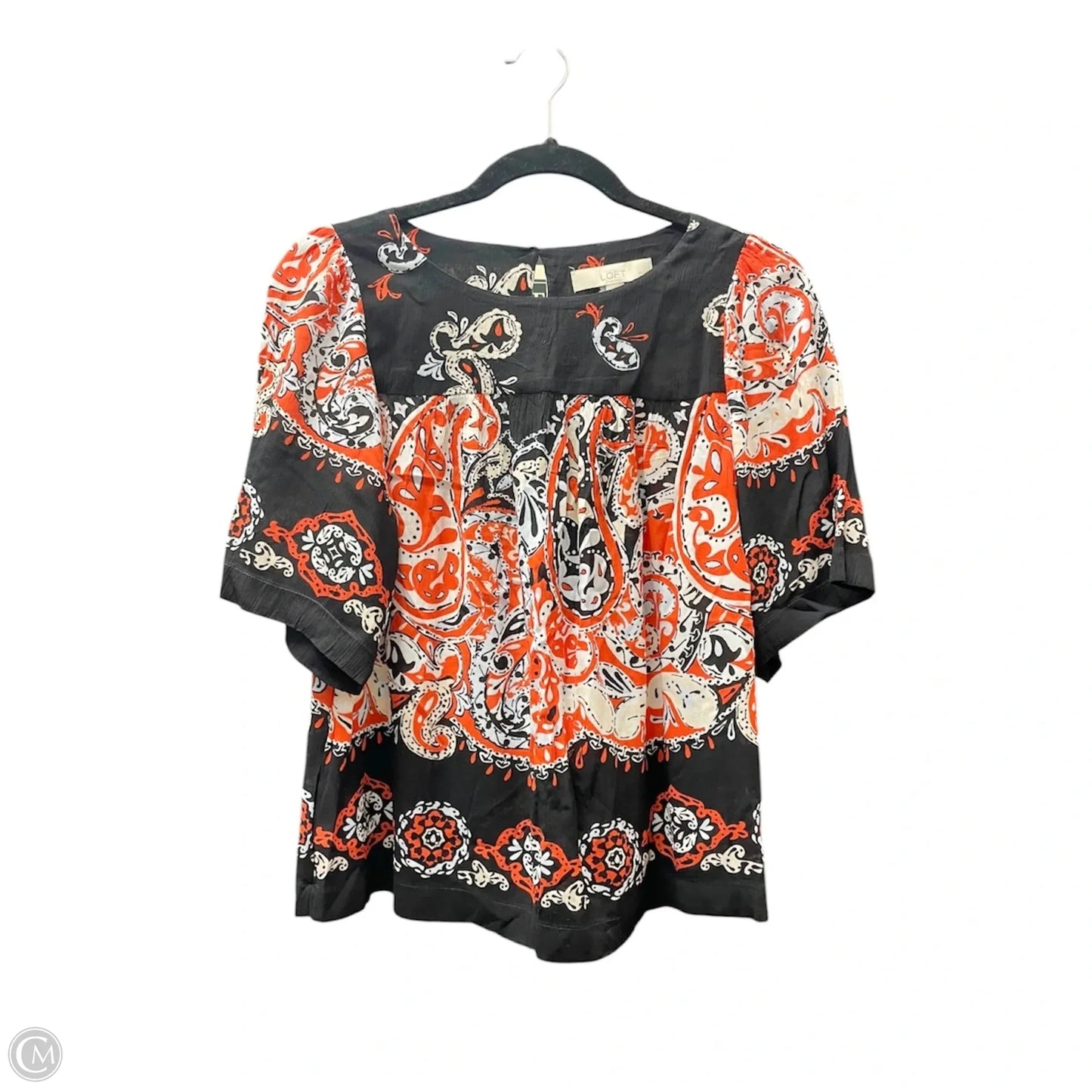 Top Short Sleeve By Loft In Black & Red, Size: Xsp