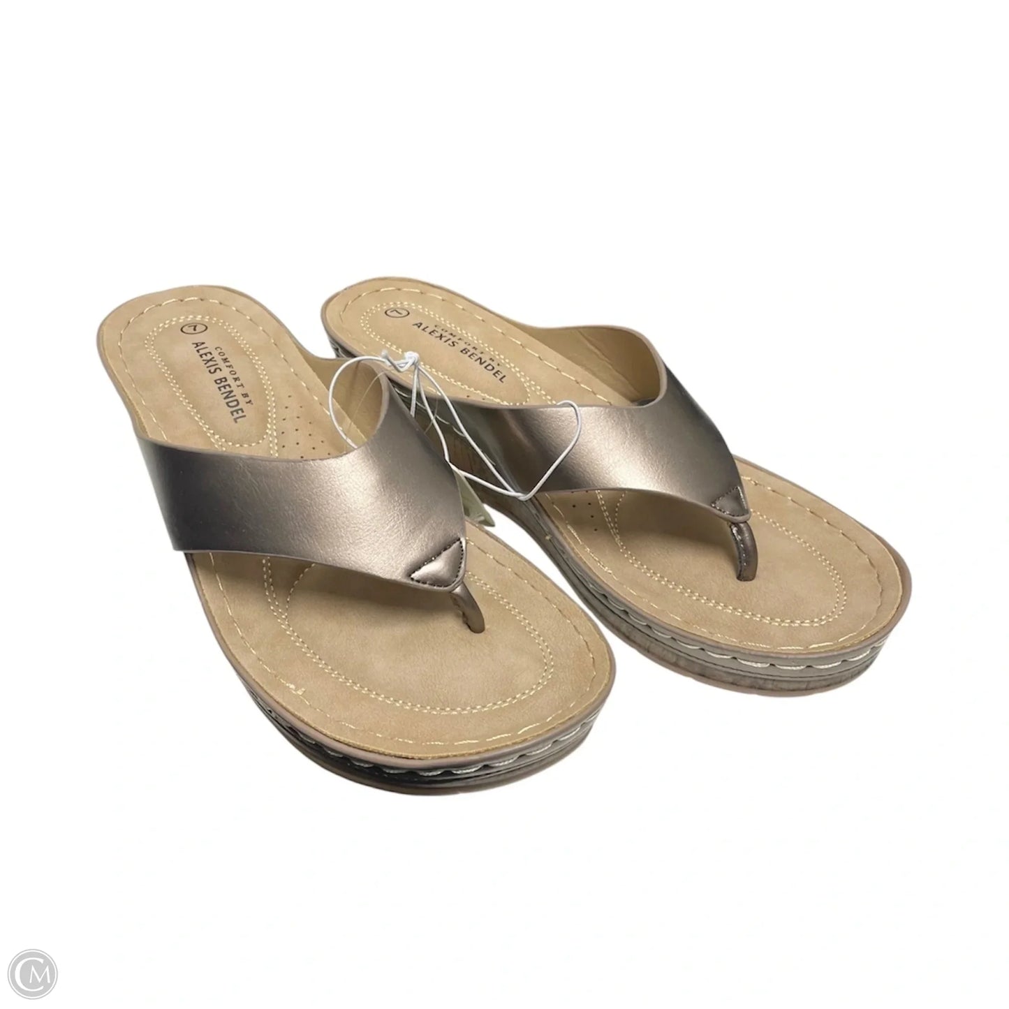 Sandals Heels Wedge By Clothes Mentor In Brown & Grey, Size: 7