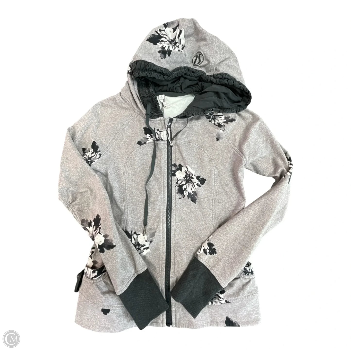 Athletic Jacket By Lululemon In Black & Grey, Size: 8