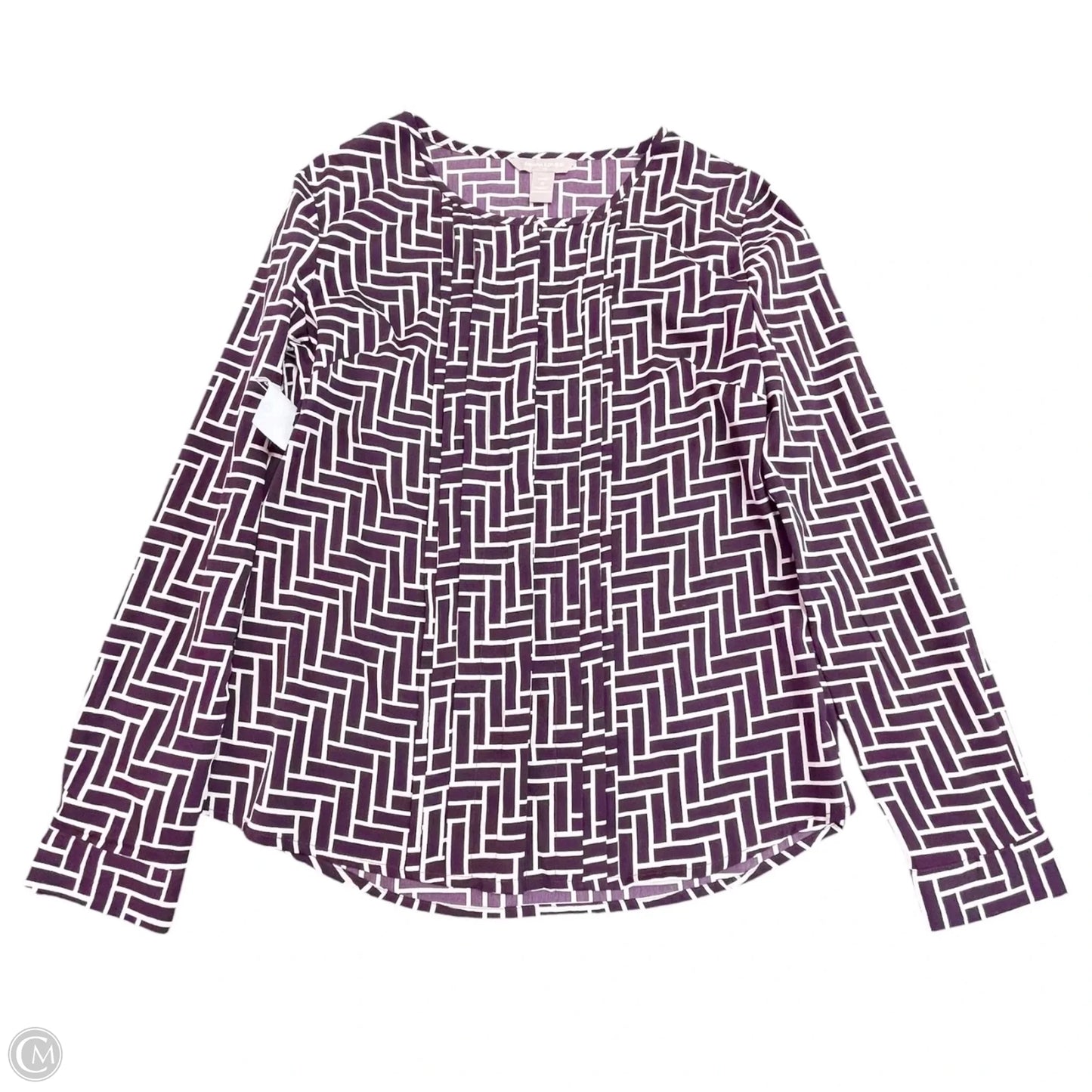 Top Long Sleeve By Banana Republic In Purple & White, Size: S