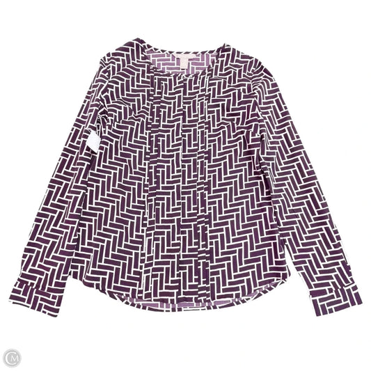 Top Long Sleeve By Banana Republic In Purple & White, Size: S